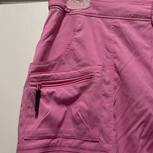 Danskin M pink capri nylon spandex adjustable waist pants pockets euc - Picture 2 of 10